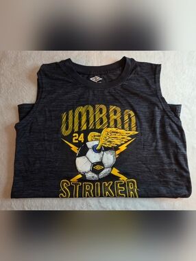Umbro Soccer Tank Top Youth Large Black Graphic Sleeveless Shirt Athletic